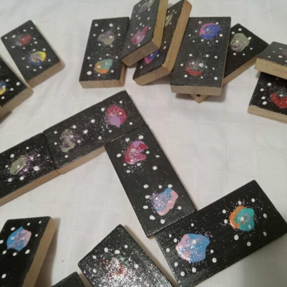 Set of handmade artistic Cosmos dominoes - Picture 6 of 11